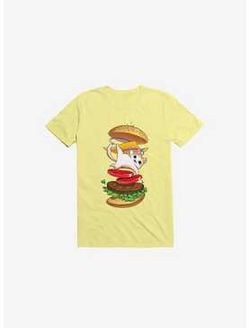 Hamburger Cat Corn Silk Yellow T-Shirt, , hi-res