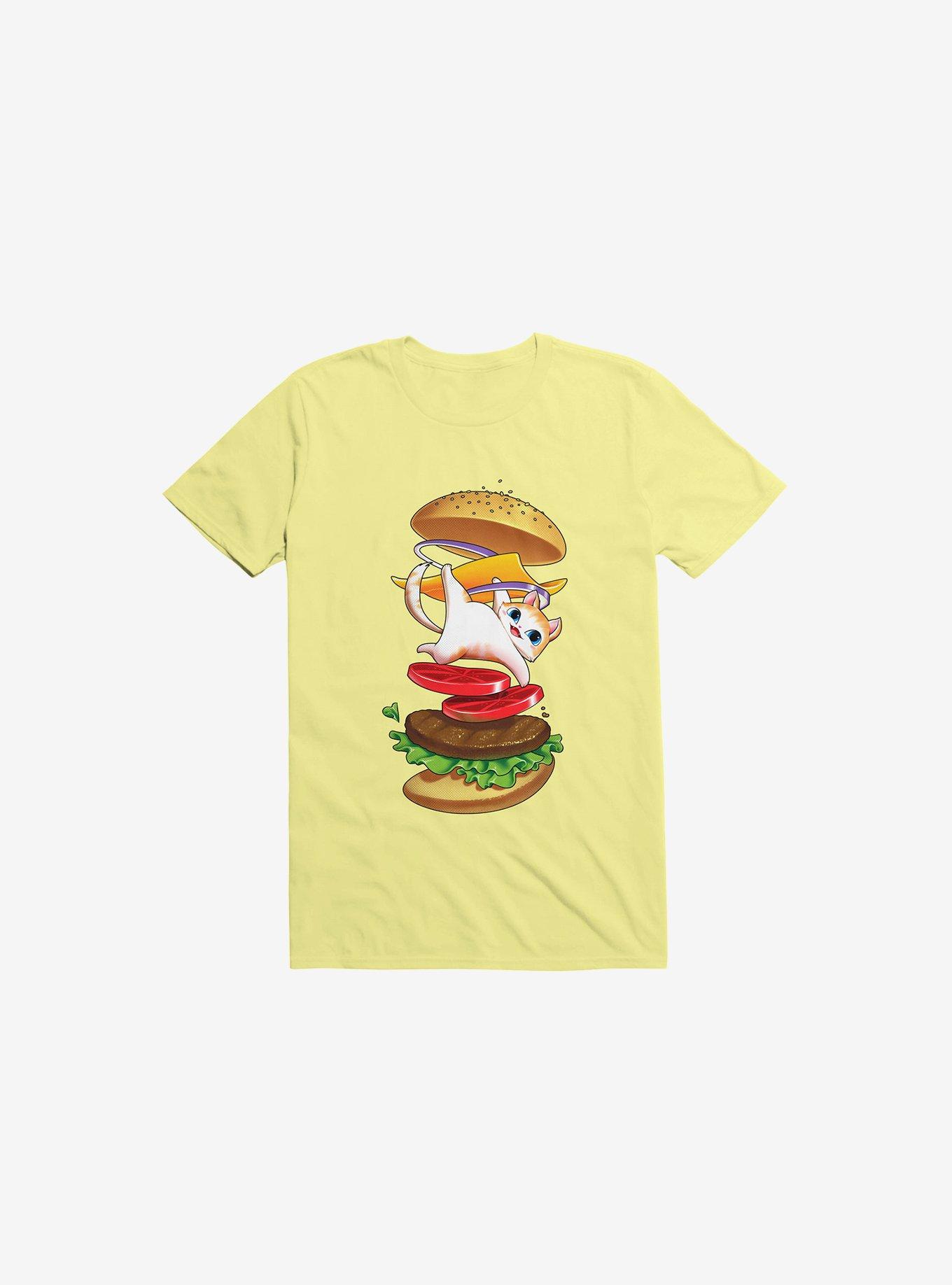 Hamburger Cat Corn Silk Yellow T-Shirt, CORN SILK, hi-res