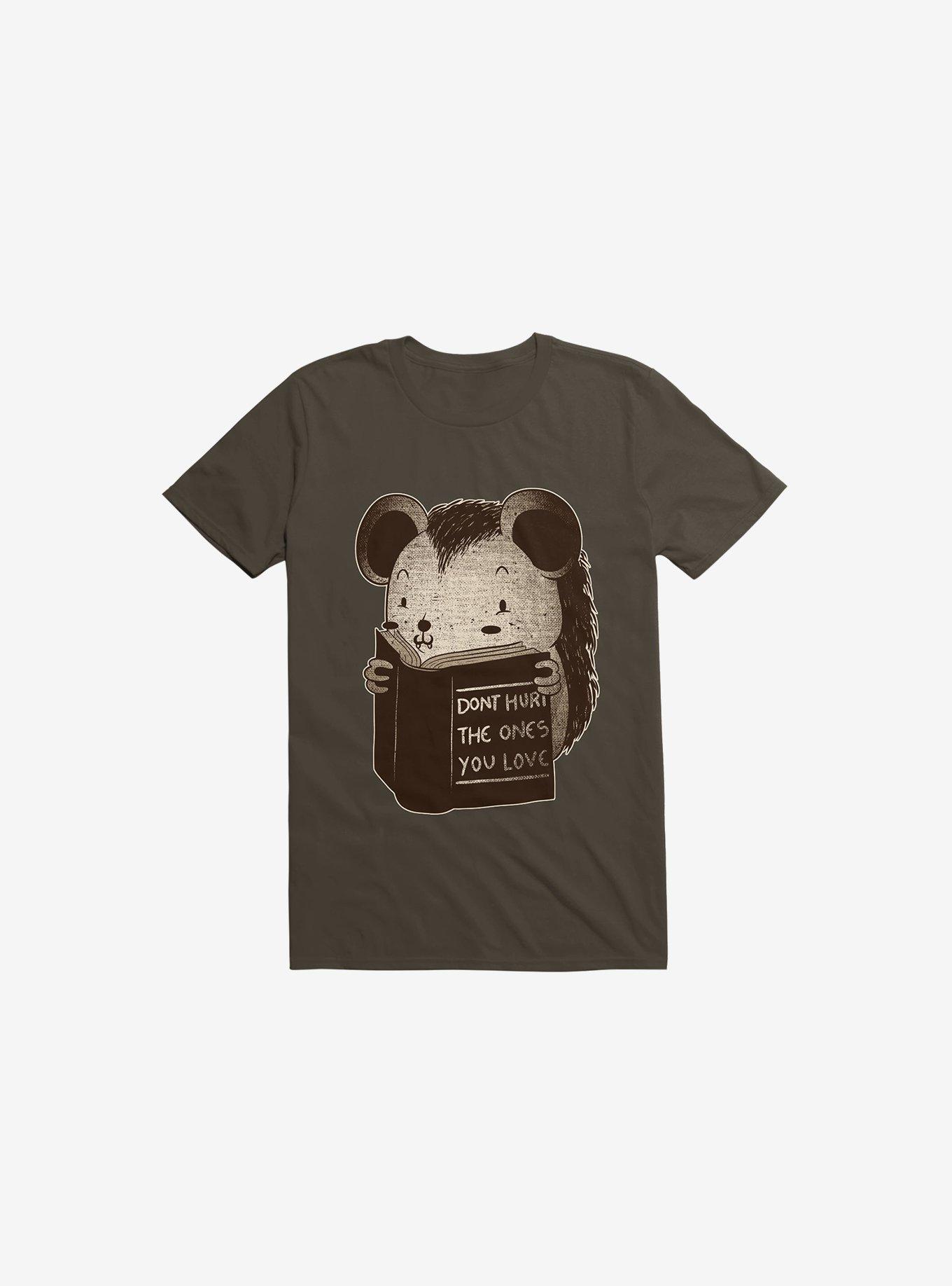 Hedgehog Book: Don't Hurt The Ones You Love Brown T-Shirt, BROWN, hi-res