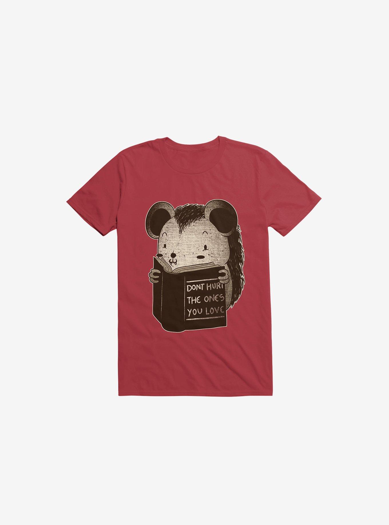 Hedgehog Book: Don't Hurt The Ones You Love Red T-Shirt, RED, hi-res