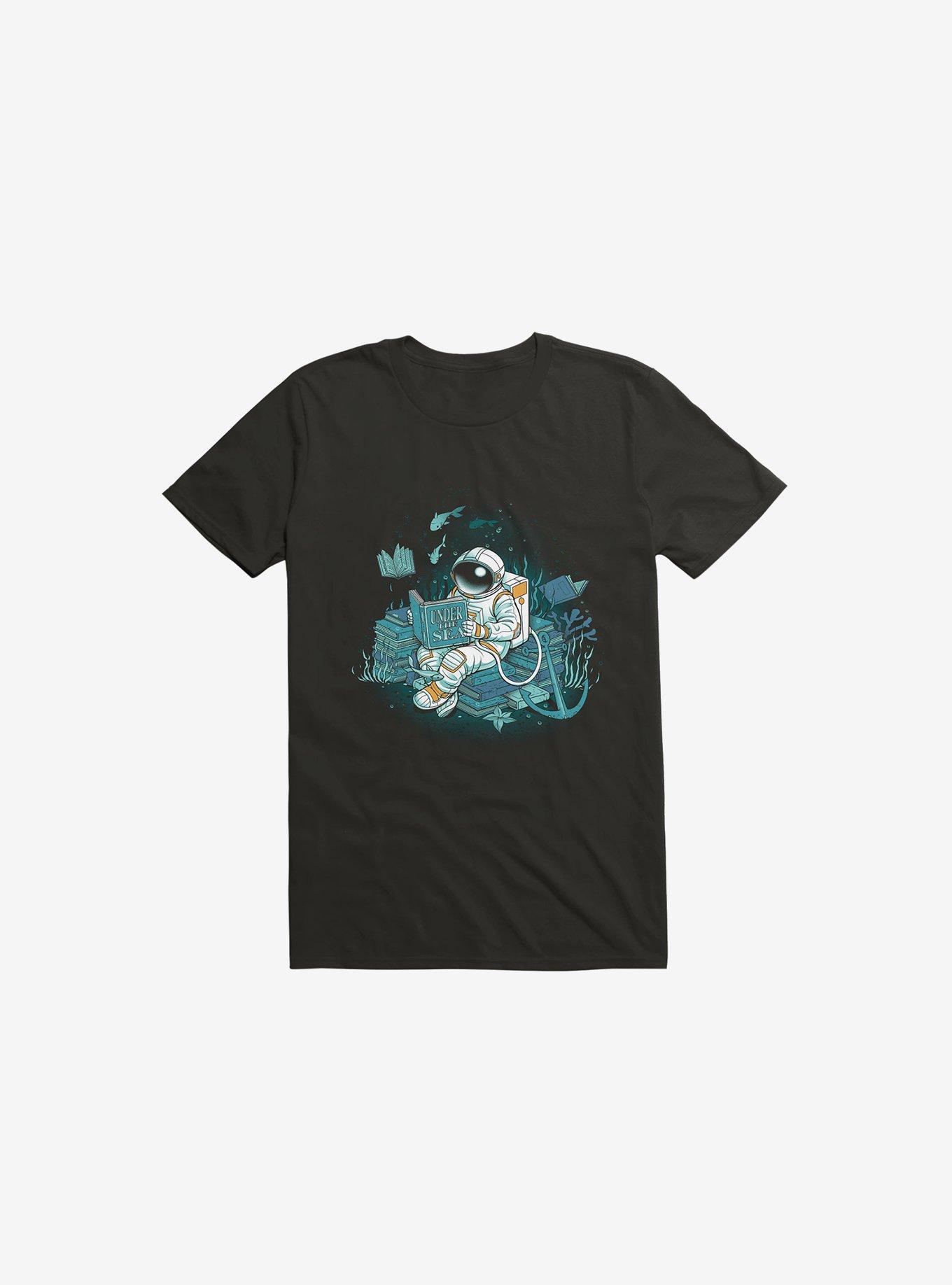 A Reader Lives A Thousand Lives: Cosmonaut Under The Sea T-Shirt, BLACK, hi-res