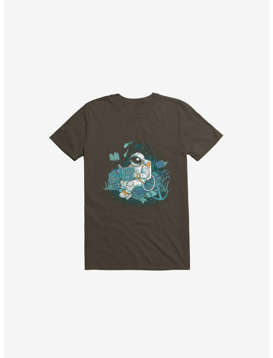 A Reader Lives A Thousand Lives: Cosmonaut Under The Sea T-Shirt, BROWN, hi-res