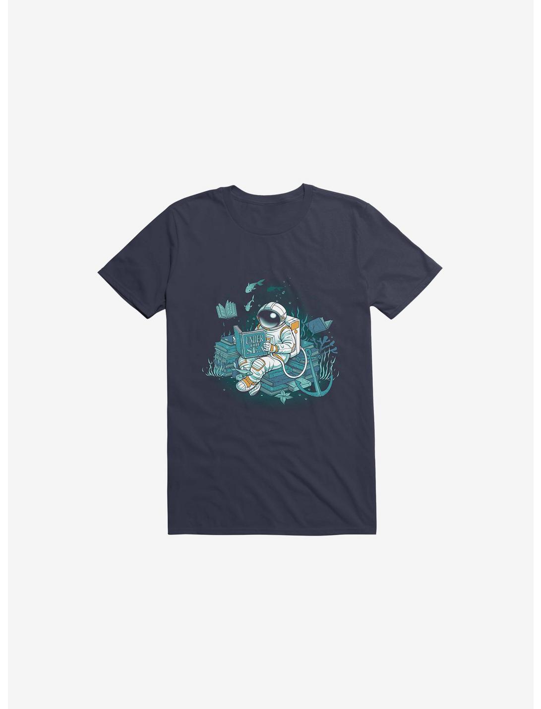 A Reader Lives A Thousand Lives: Cosmonaut Under The Sea T-Shirt, NAVY, hi-res