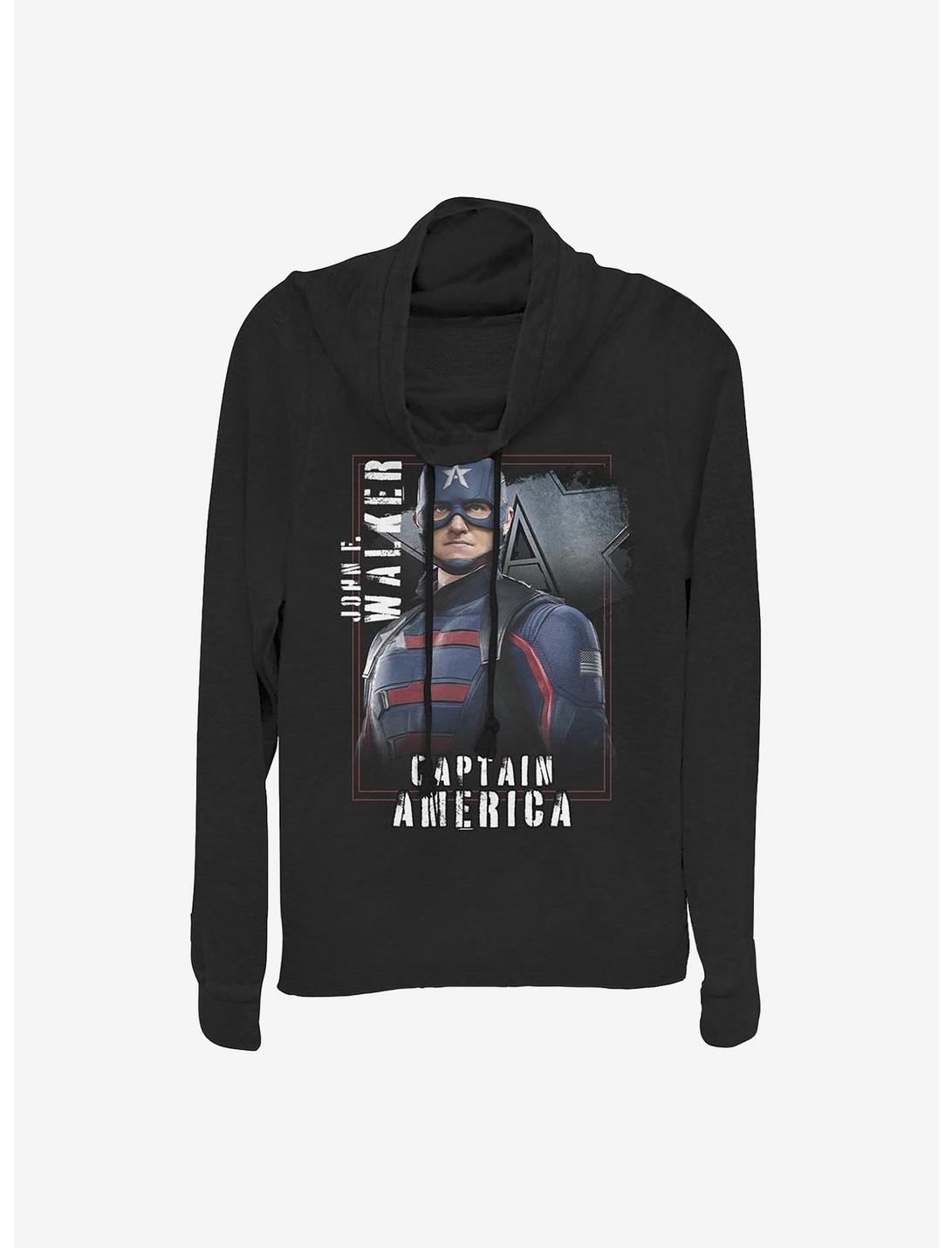 Marvel The Falcon And The Winter Soldier Captain America John F. Walker Cowlneck Long-Sleeve Girls Top, BLACK, hi-res