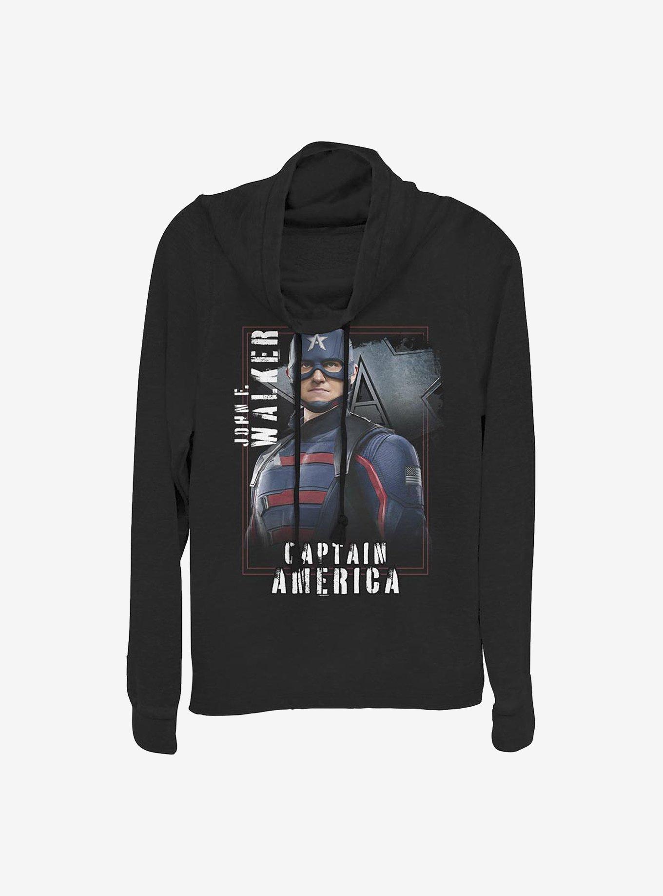 Marvel The Falcon And The Winter Soldier Captain America John F. Walker Cowlneck Long-Sleeve Girls Top, BLACK, hi-res