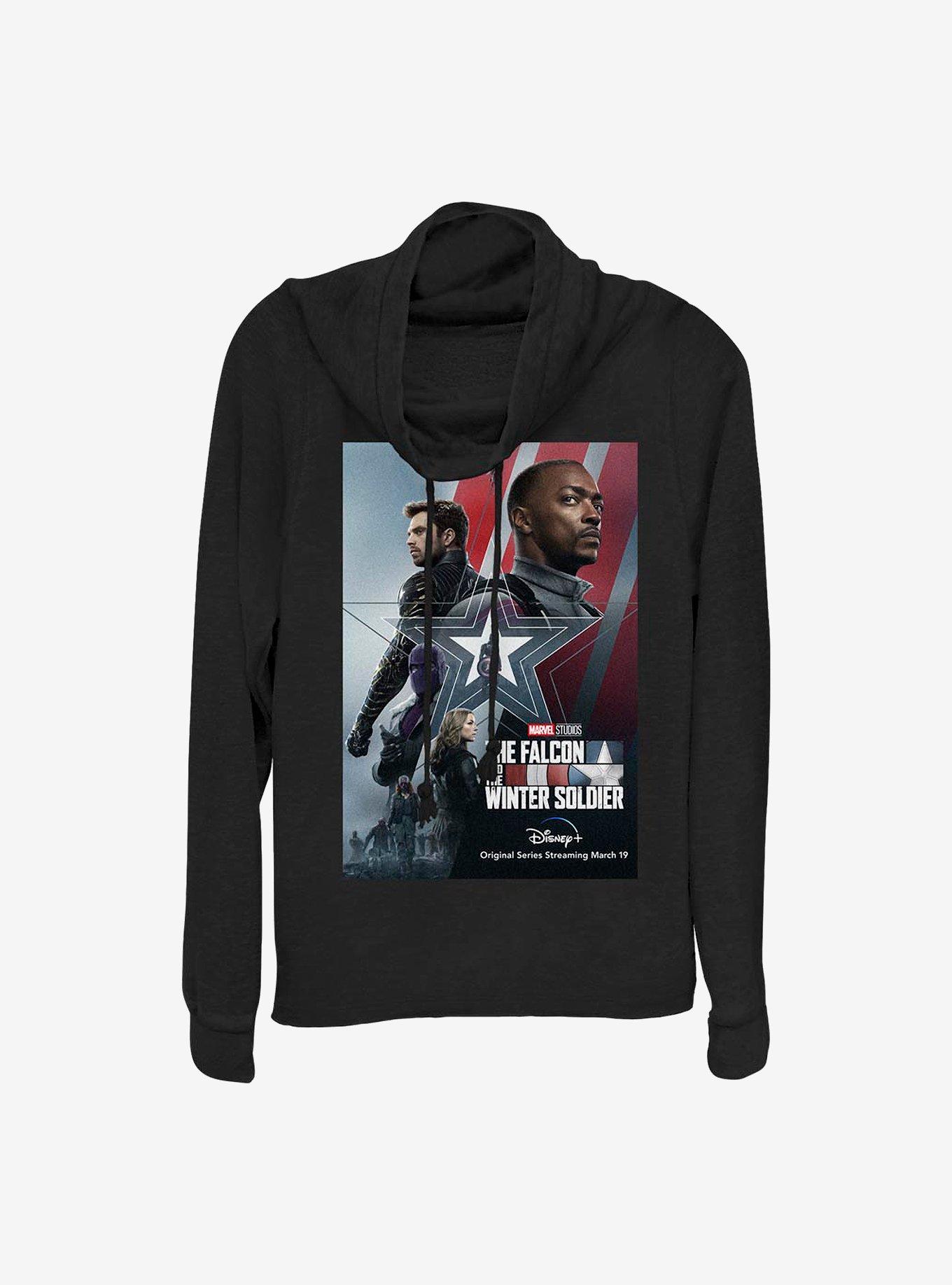 Marvel The Falcon And The Winter Soldier Poster Cowlneck Long-Sleeve Girls Top, , hi-res