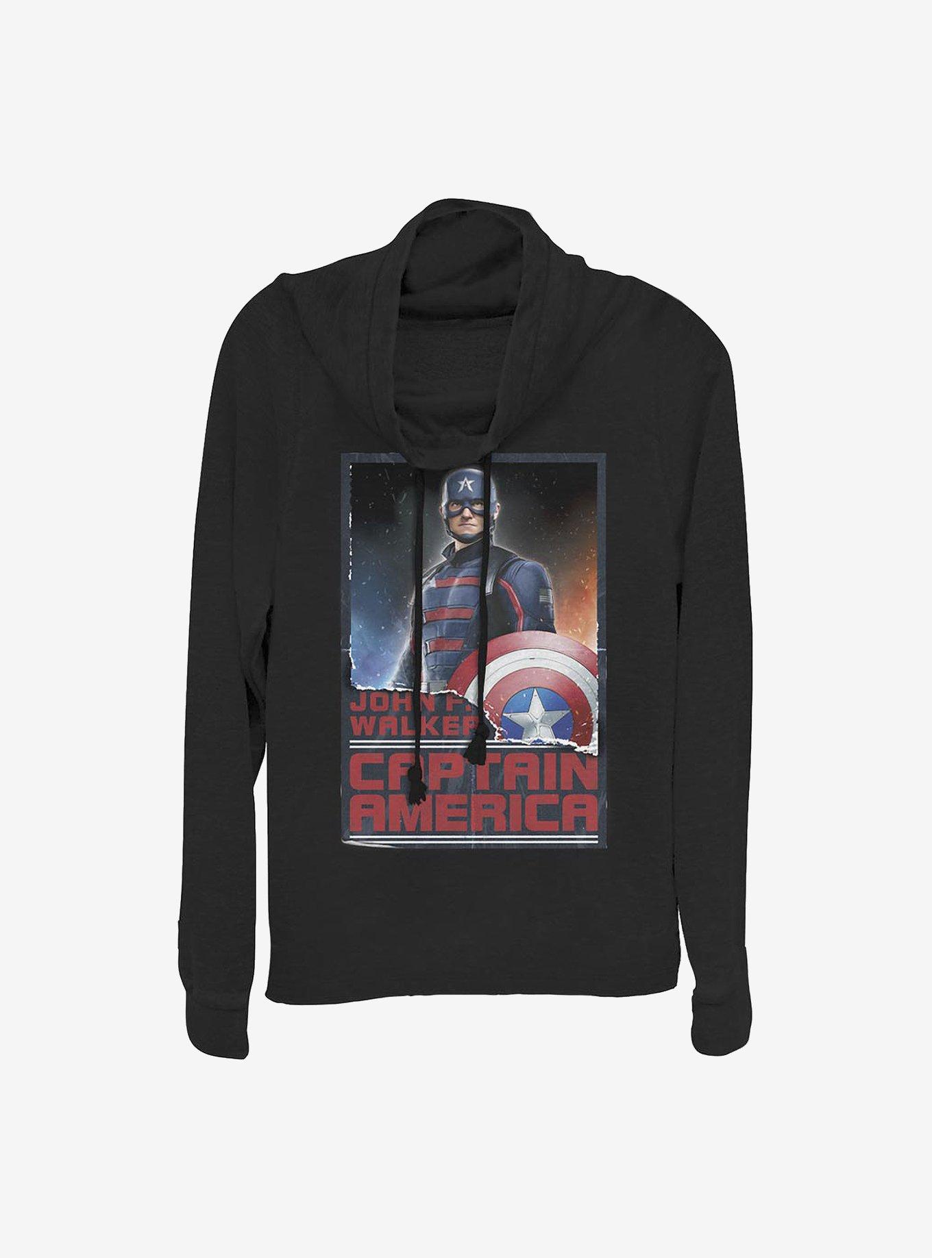 Marvel The Falcon And The Winter Soldier Walker Captain America Cowlneck Long-Sleeve Girls Top, , hi-res