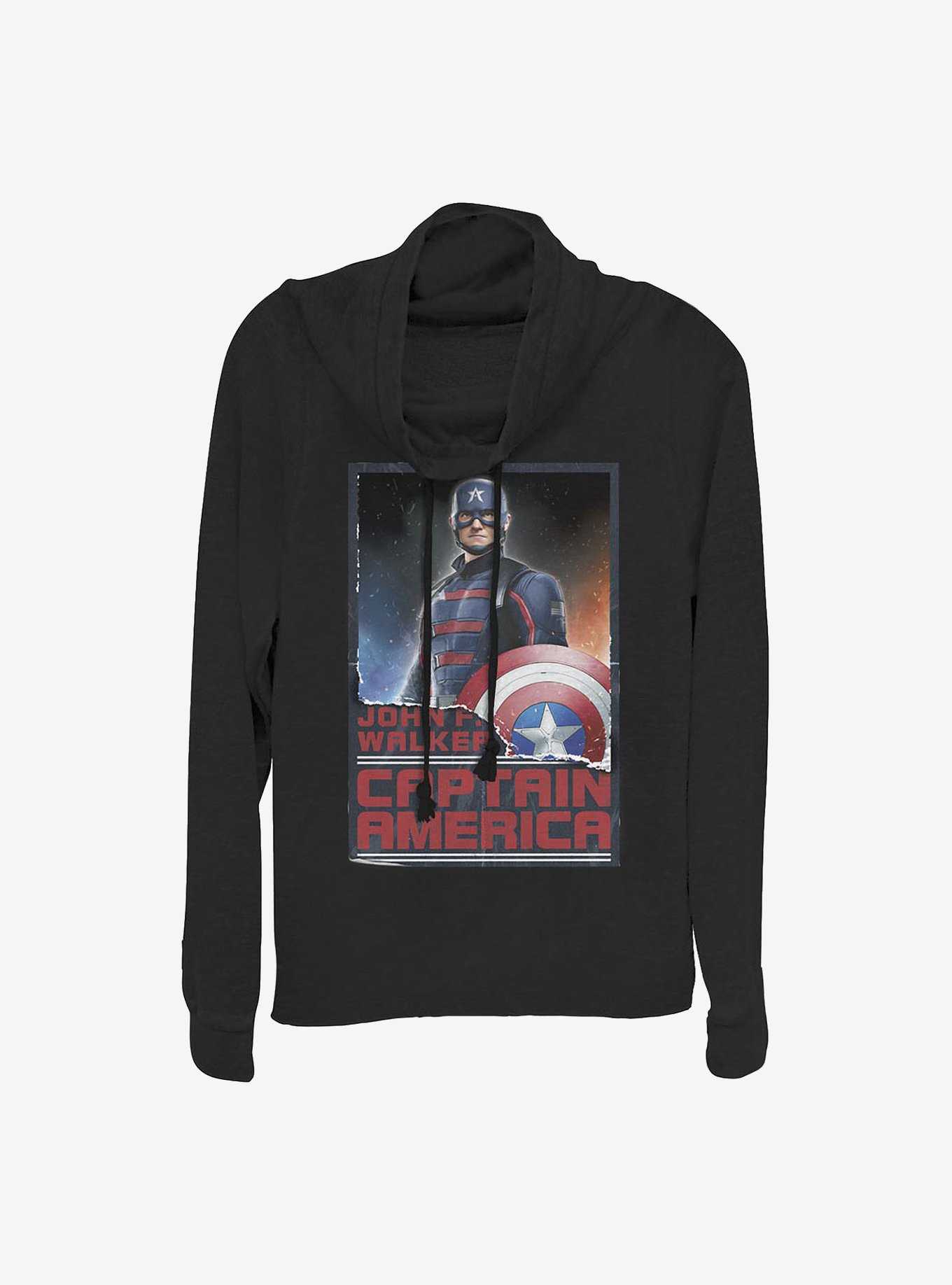 Marvel The Falcon And The Winter Soldier Walker Captain America Cowlneck Long-Sleeve Girls Top, , hi-res
