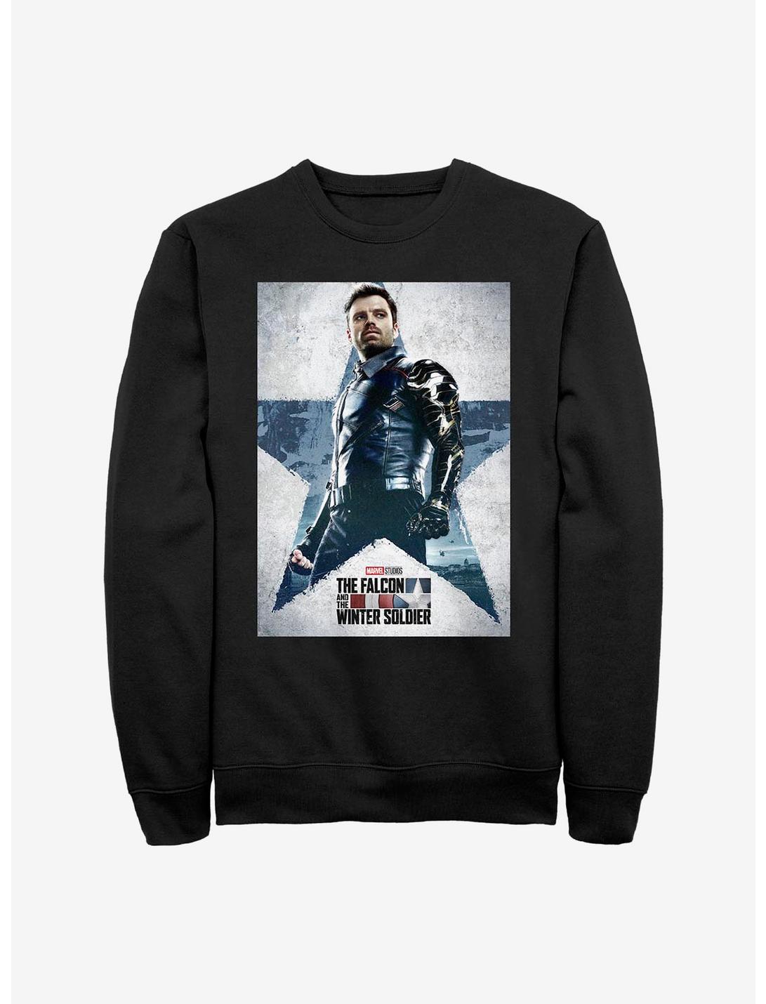 Marvel The Falcon And The Winter Soldier Bucky Soldier Poster Crew Sweatshirt, BLACK, hi-res