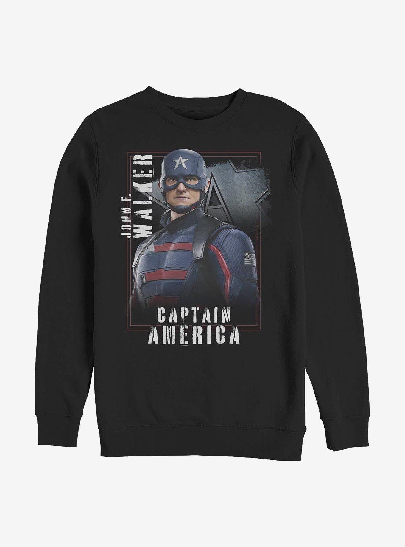 Marvel The Falcon And The Winter Soldier Captain America John F. Walker Crew Sweatshirt, BLACK, hi-res