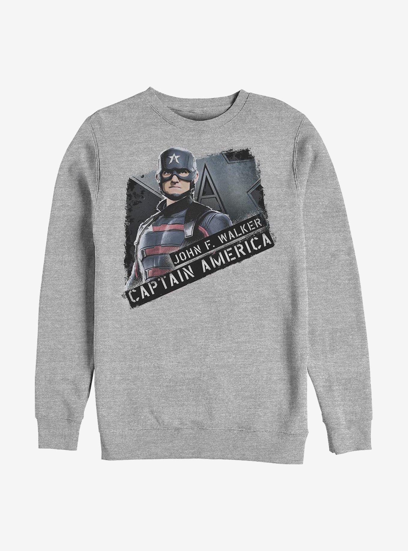 Marvel The Falcon And The Winter Soldier Captain John Walker Crew Sweatshirt, ATH HTR, hi-res