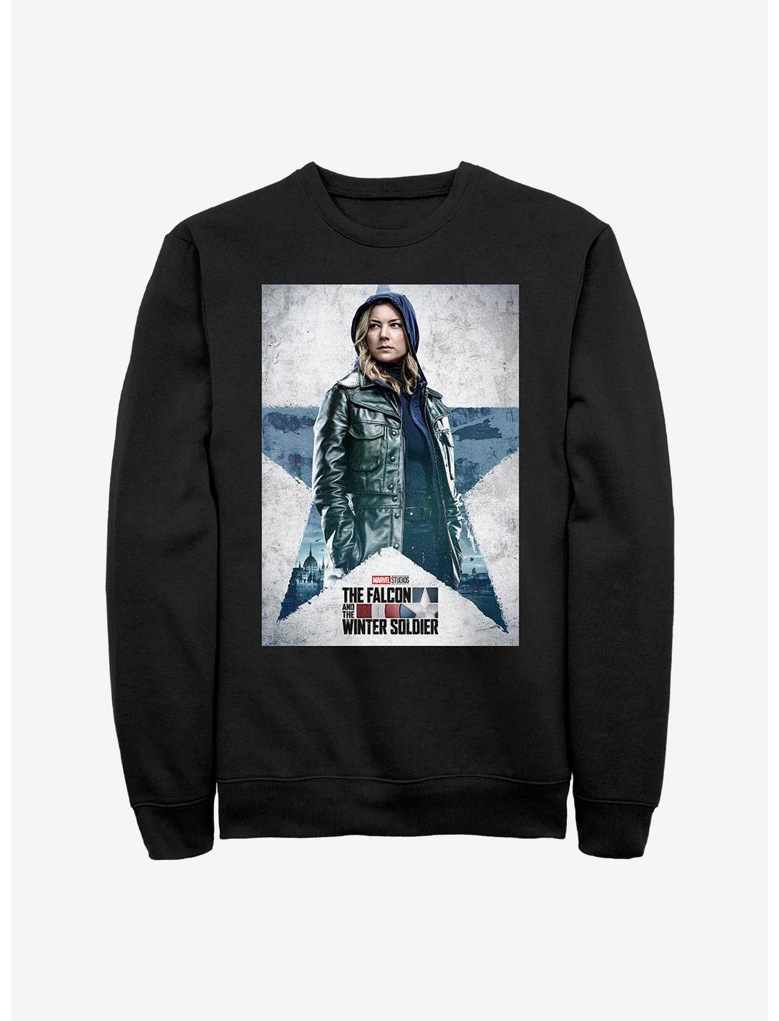 Marvel The Falcon And The Winter Soldier Carter Poster Crew Sweatshirt, BLACK, hi-res