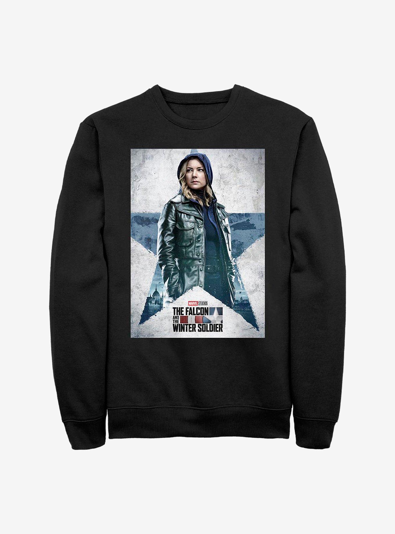 Marvel The Falcon And The Winter Soldier Carter Poster Crew Sweatshirt, BLACK, hi-res