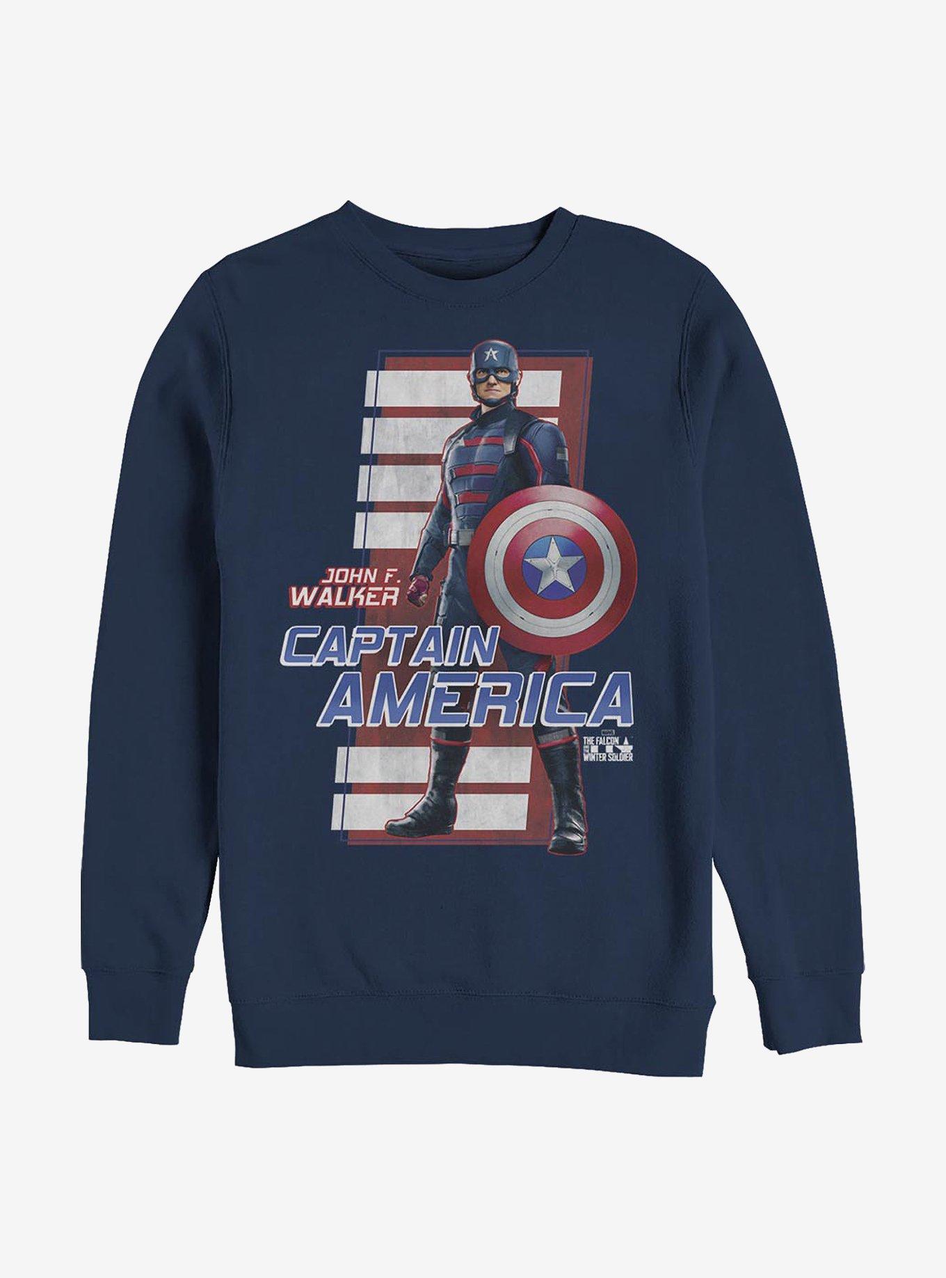 Marvel The Falcon And The Winter Soldier John F. Walker Captain America Crew Sweatshirt, NAVY, hi-res