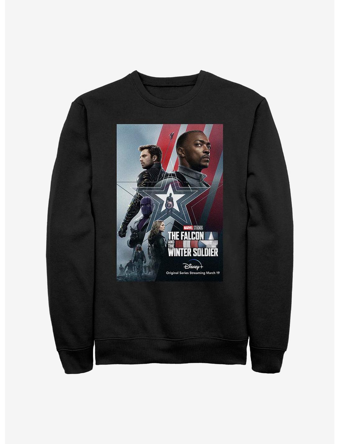 Marvel The Falcon And The Winter Soldier Poster Crew Sweatshirt, BLACK, hi-res