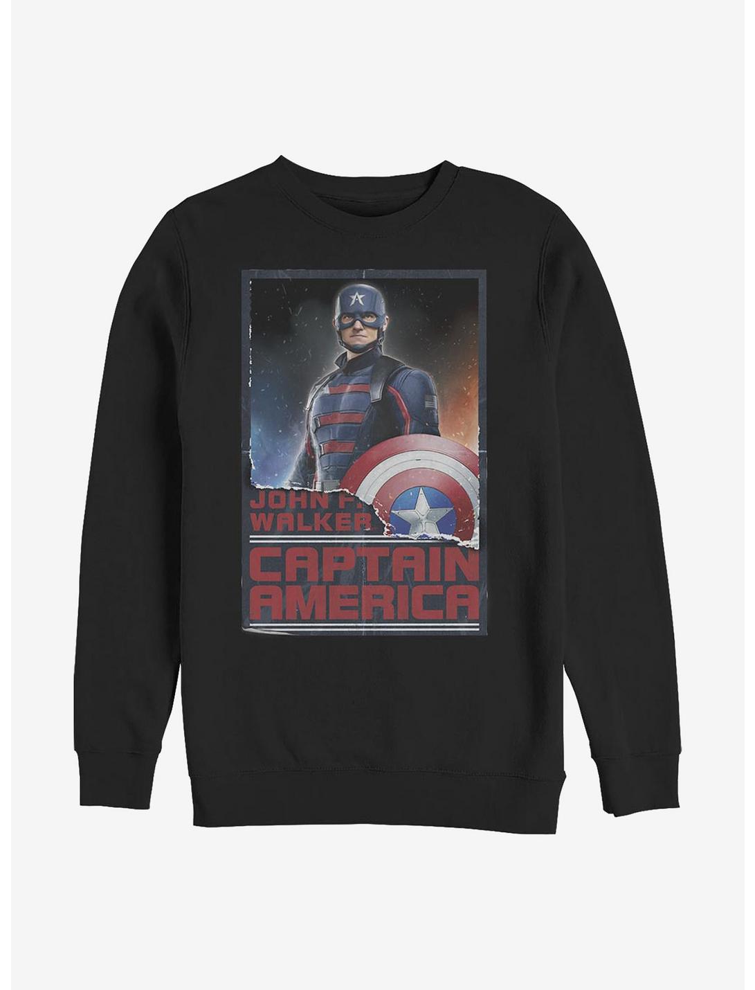 Marvel The Falcon And The Winter Soldier Walker Captain America Crew Sweatshirt, BLACK, hi-res
