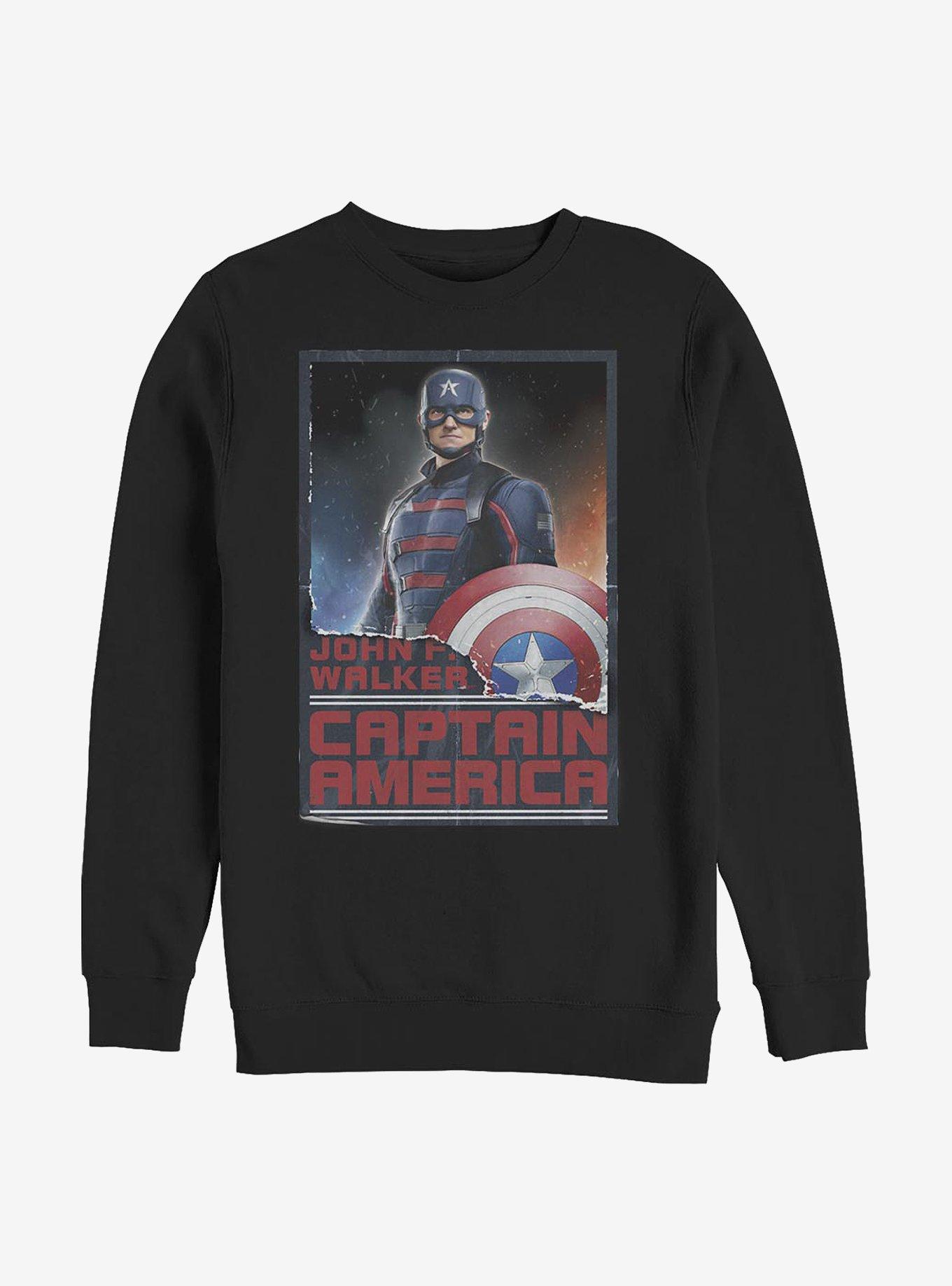 Marvel The Falcon And The Winter Soldier Walker Captain America Crew Sweatshirt, BLACK, hi-res