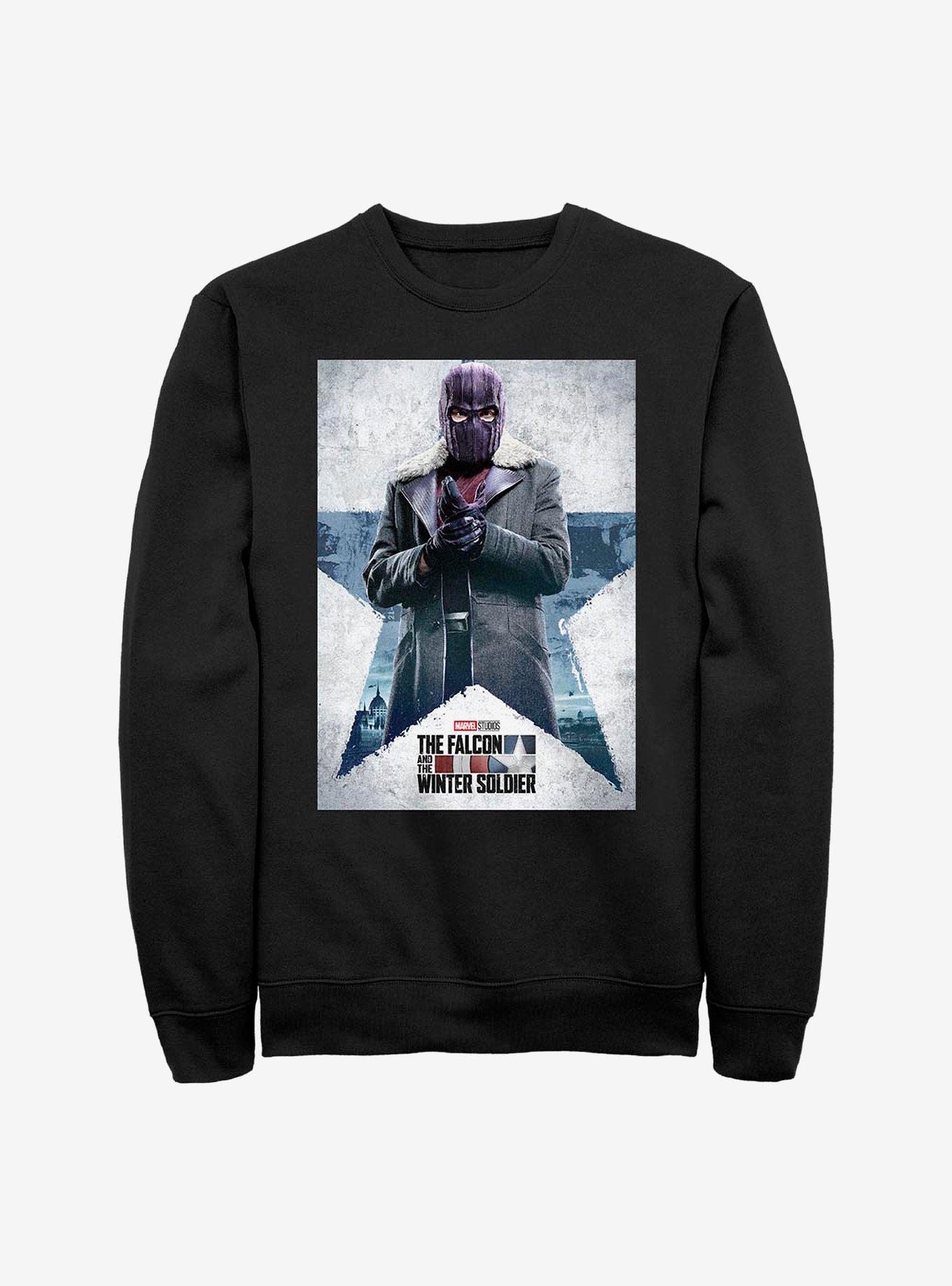 Marvel The Falcon And The Winter Soldier Zemo Poster Crew Sweatshirt, BLACK, hi-res