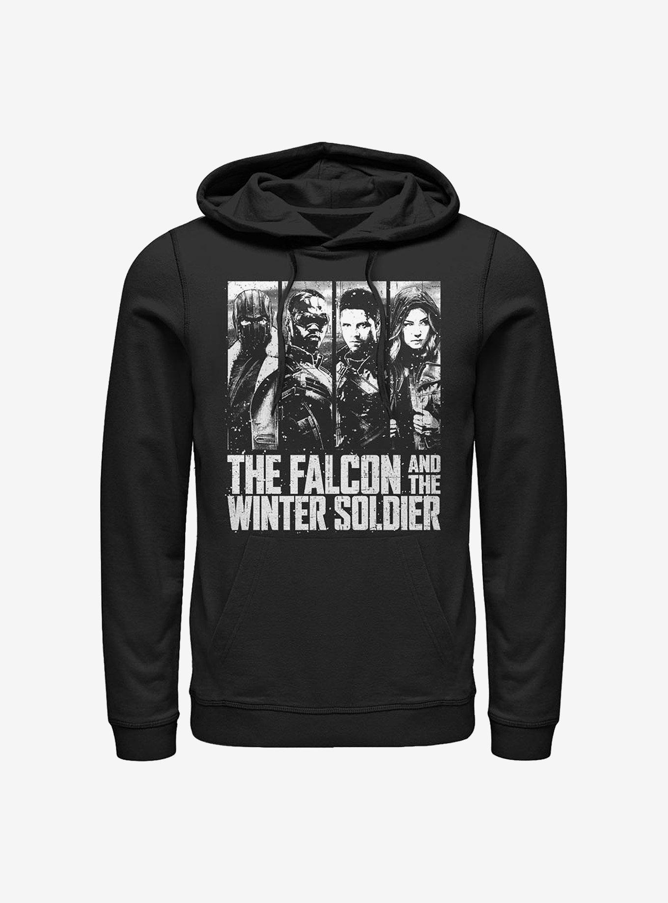 Marvel The Falcon And The Winter Soldier Character Panel Hoodie, BLACK, hi-res