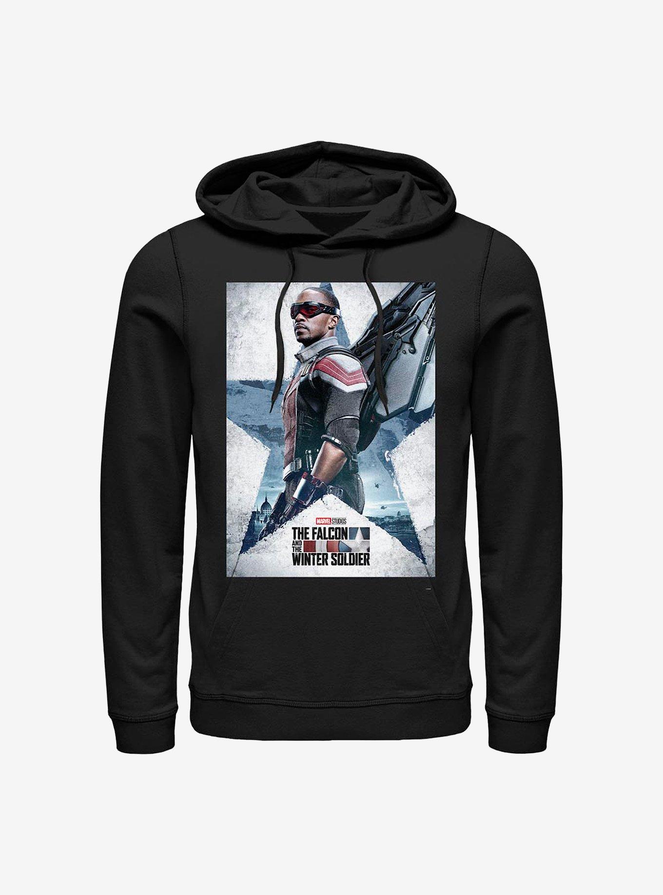 Marvel The Falcon And The Winter Soldier Falcon Poster Hoodie, BLACK, hi-res