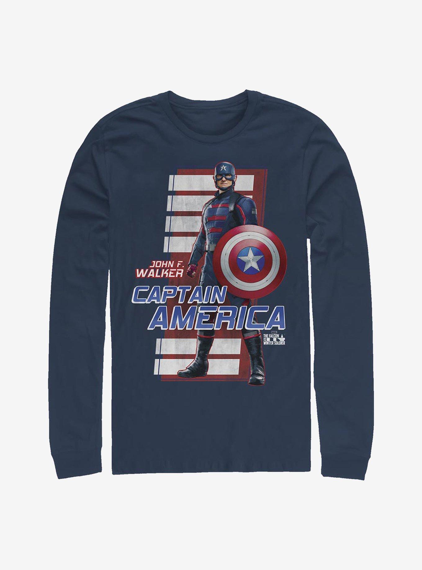 Marvel The Falcon And The Winter Soldier John F. Walker Captain America Long-Sleeve T-Shirt, NAVY, hi-res