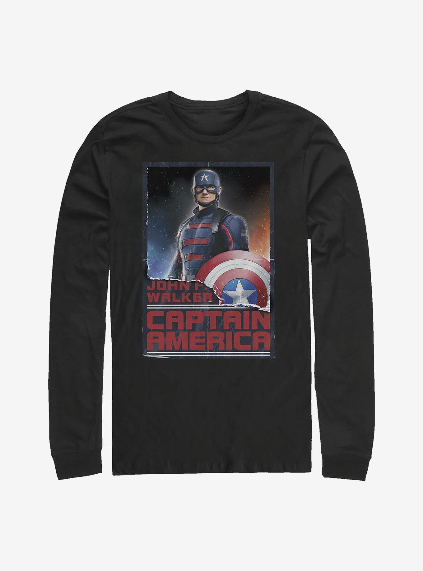 Marvel The Falcon And The Winter Soldier Walker Captain America Long-Sleeve T-Shirt, BLACK, hi-res