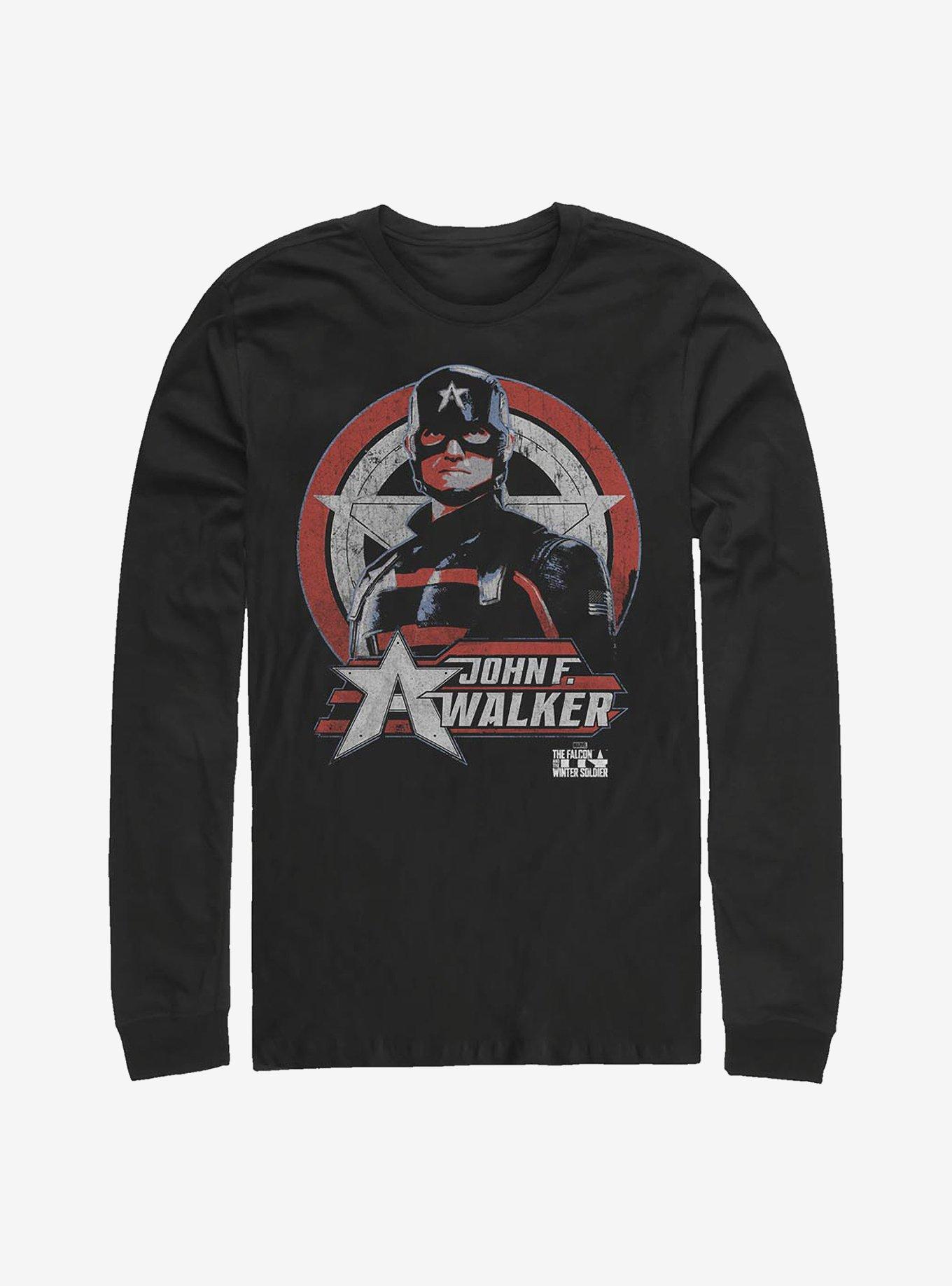 Marvel The Falcon And The Winter Soldier Walker Captain America Walker Shield Long-Sleeve T-Shirt, BLACK, hi-res