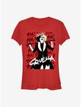 Disney Cruella Cruel Laughter Girls T-Shirt Hot Topic Exclusive, RED, hi-res
