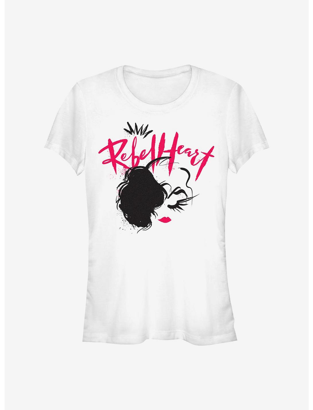 Disney Cruella Rebel Heart Girls T-Shirt Hot Topic Exclusive, WHITE, hi-res