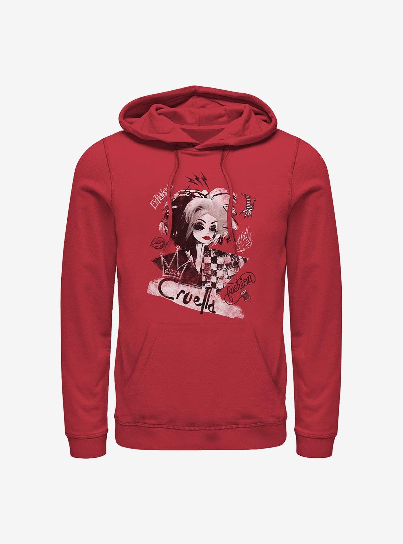 Disney Cruella Artsy Cruella Hoodie, RED, hi-res