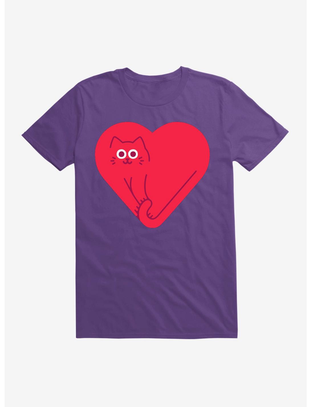 Cute Cat Heart T-Shirt, PURPLE, hi-res
