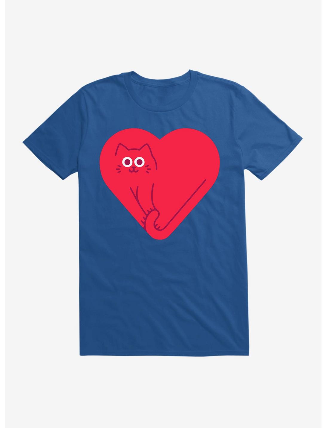 Cute Cat Heart T-Shirt, ROYAL, hi-res