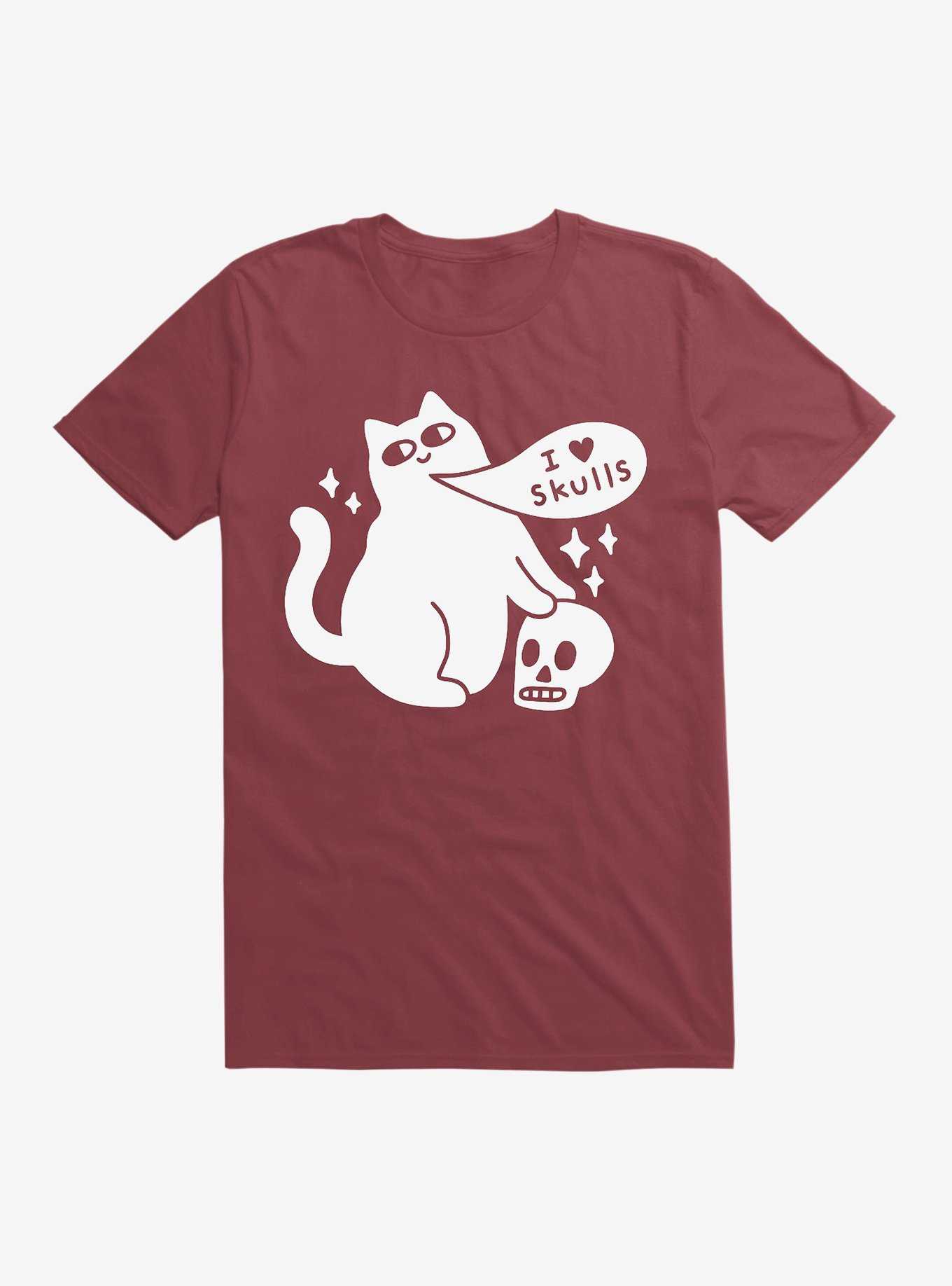 I Love Skulls Cat T-Shirt, , hi-res