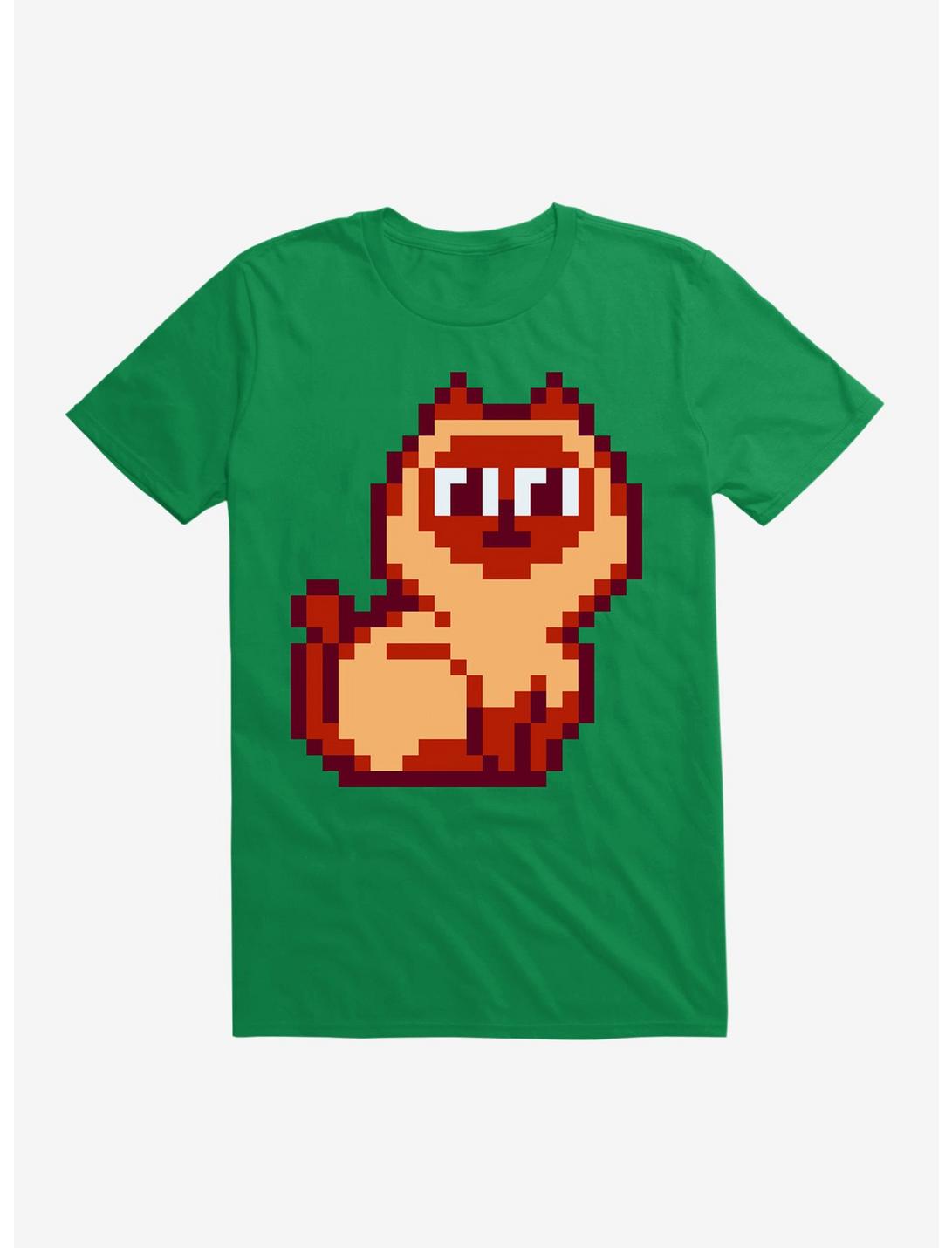Siamese Cat Pixel Art T-Shirt, KELLY GREEN, hi-res