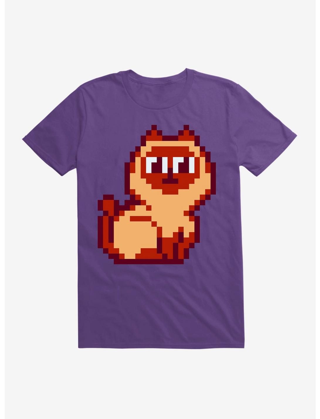 Siamese Cat Pixel Art T-Shirt, PURPLE, hi-res