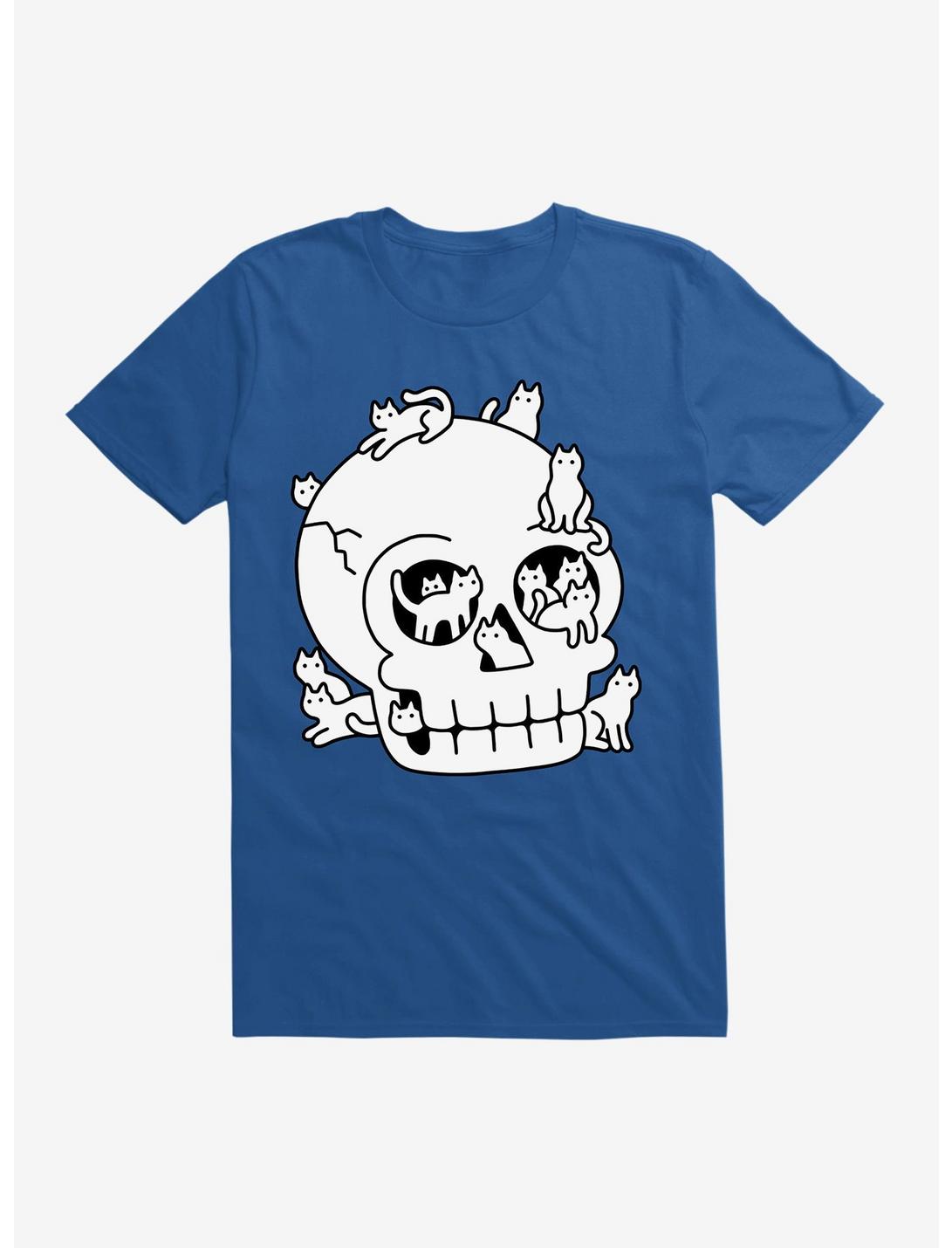 Skull Is Full Of Cats Doodle T-Shirt, ROYAL, hi-res