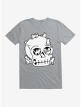 Skull Is Full Of Cats Doodle T-Shirt, SILVER, hi-res