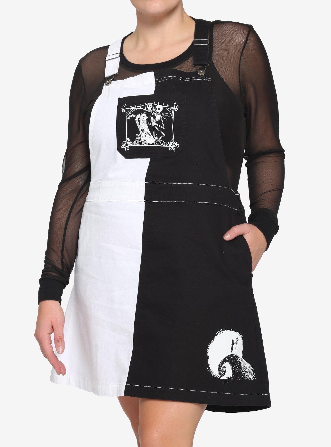 The Nightmare Before Christmas Black & White Split Skirtall Plus Size, MULTI, hi-res