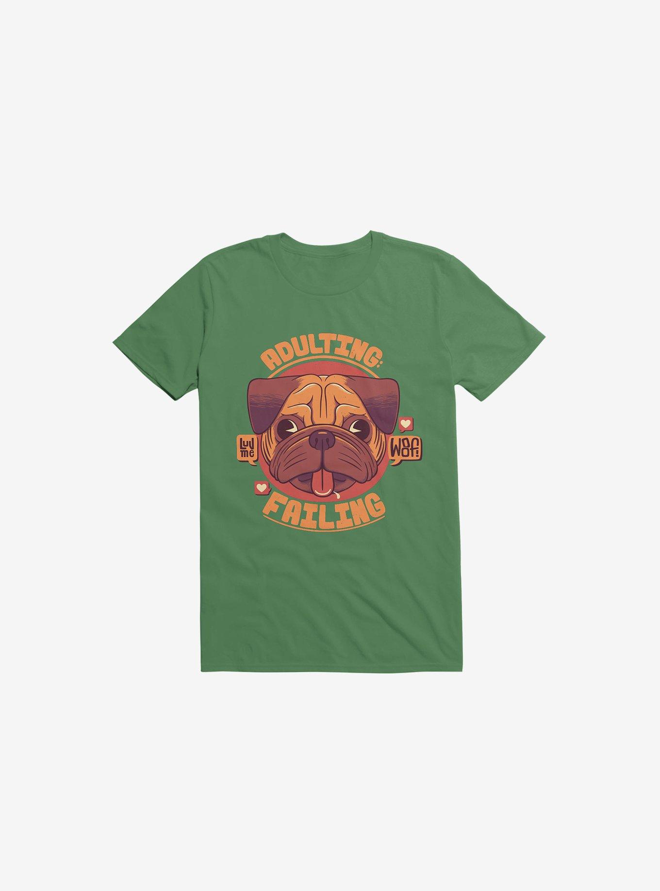 Adulting: Failing Dog Kelly Green T-Shirt, , hi-res