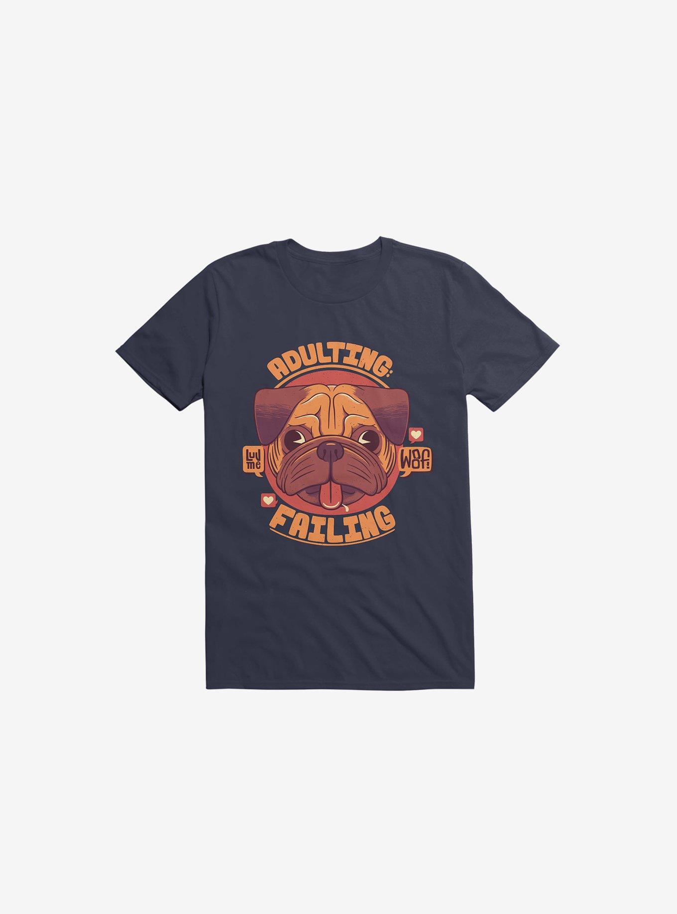 Adulting: Failing Dog Navy Blue T-Shirt, NAVY, hi-res
