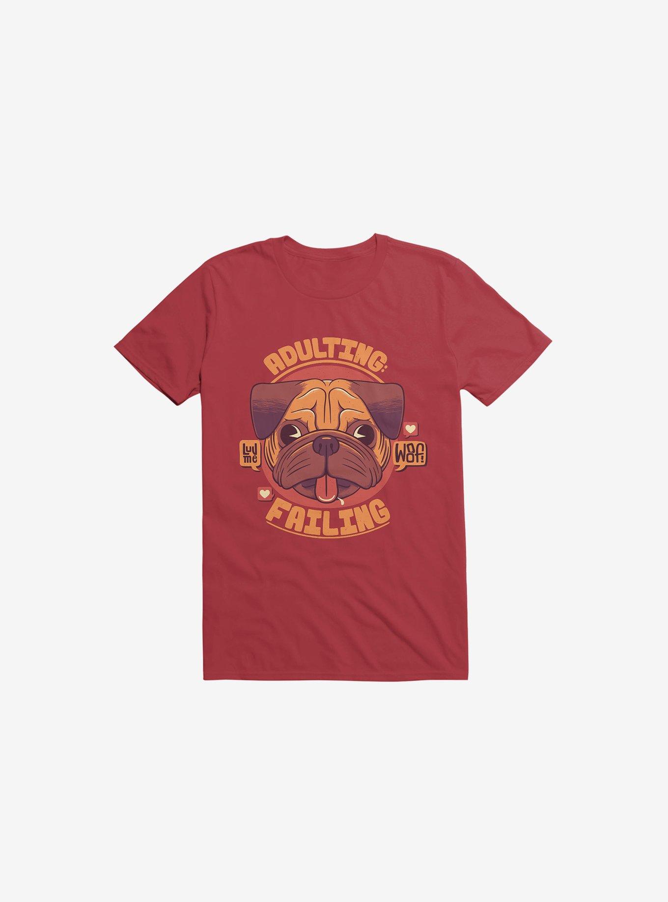 Adulting: Failing Dog Red T-Shirt, RED, hi-res