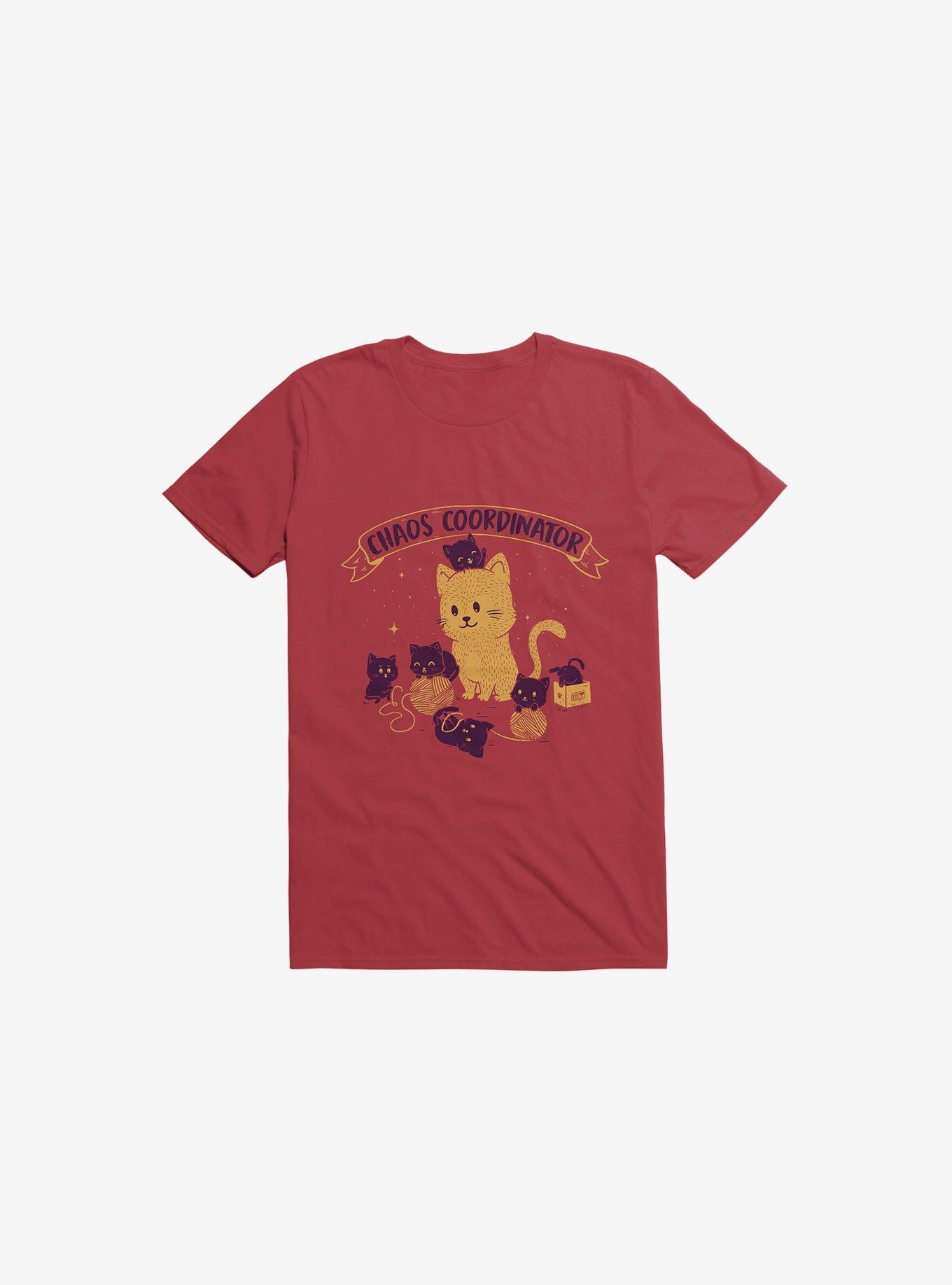 Chaos Coordinator Cat Red T-Shirt, RED, hi-res