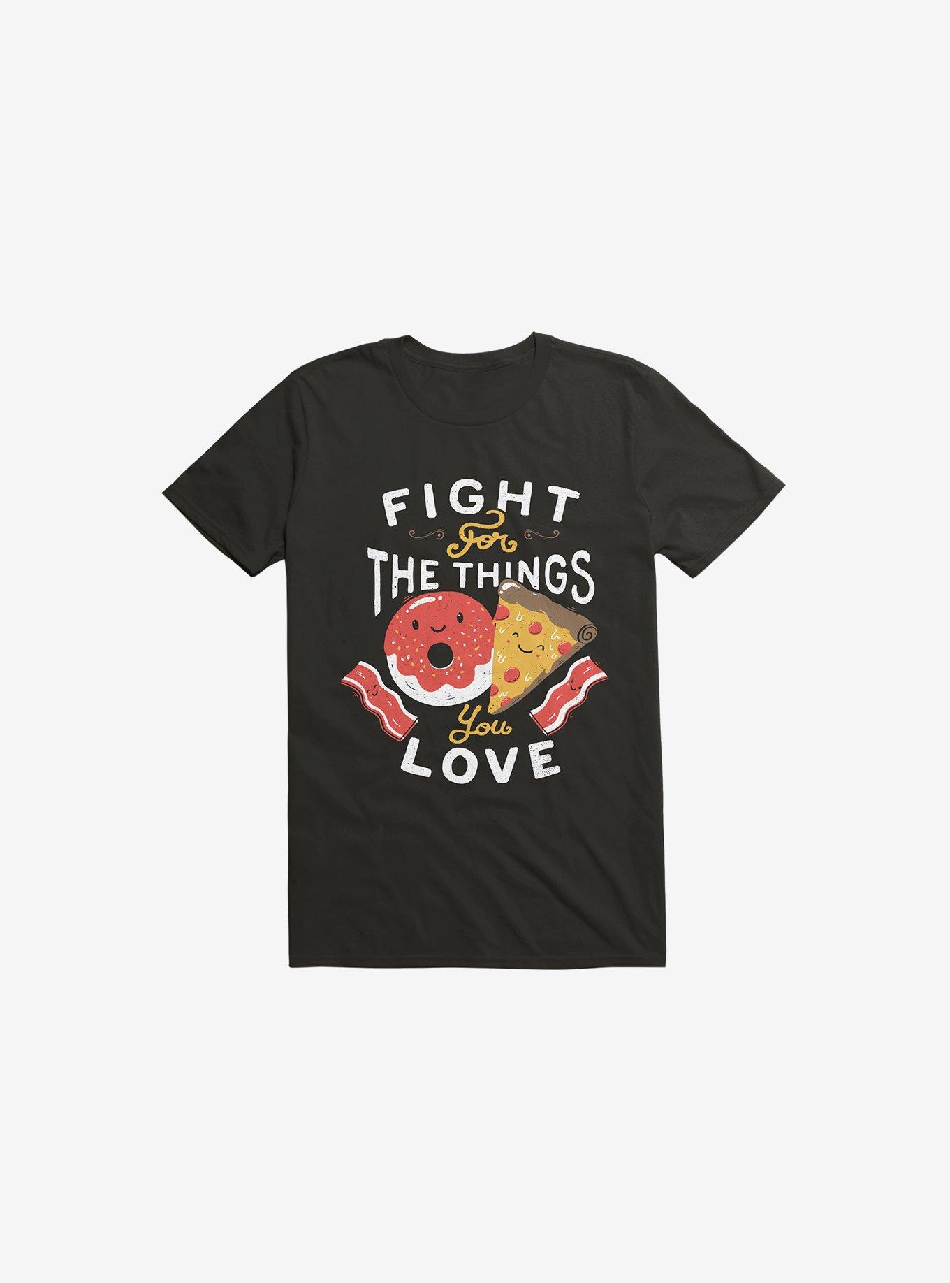 Fight For Pizza And Donuts Black T-Shirt, , hi-res