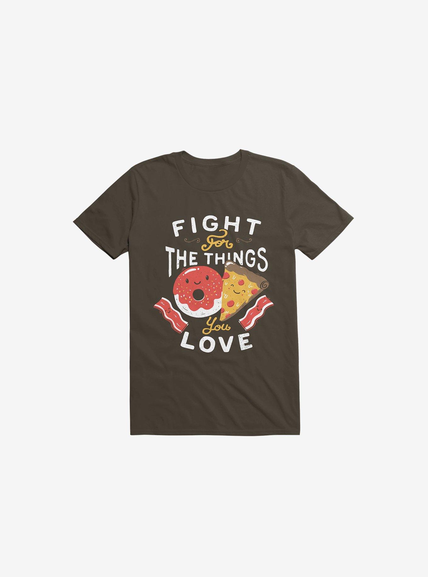 Fight For Pizza And Donuts Brown T-Shirt, , hi-res