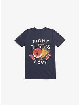 Fight For Pizza And Donuts Navy Blue T-Shirt, , hi-res