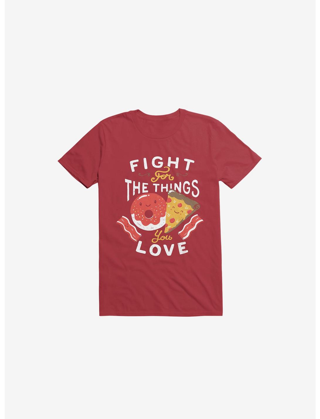 Fight For Pizza And Donuts Red T-Shirt, RED, hi-res