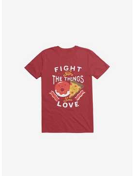 Fight For Pizza And Donuts Red T-Shirt, , hi-res