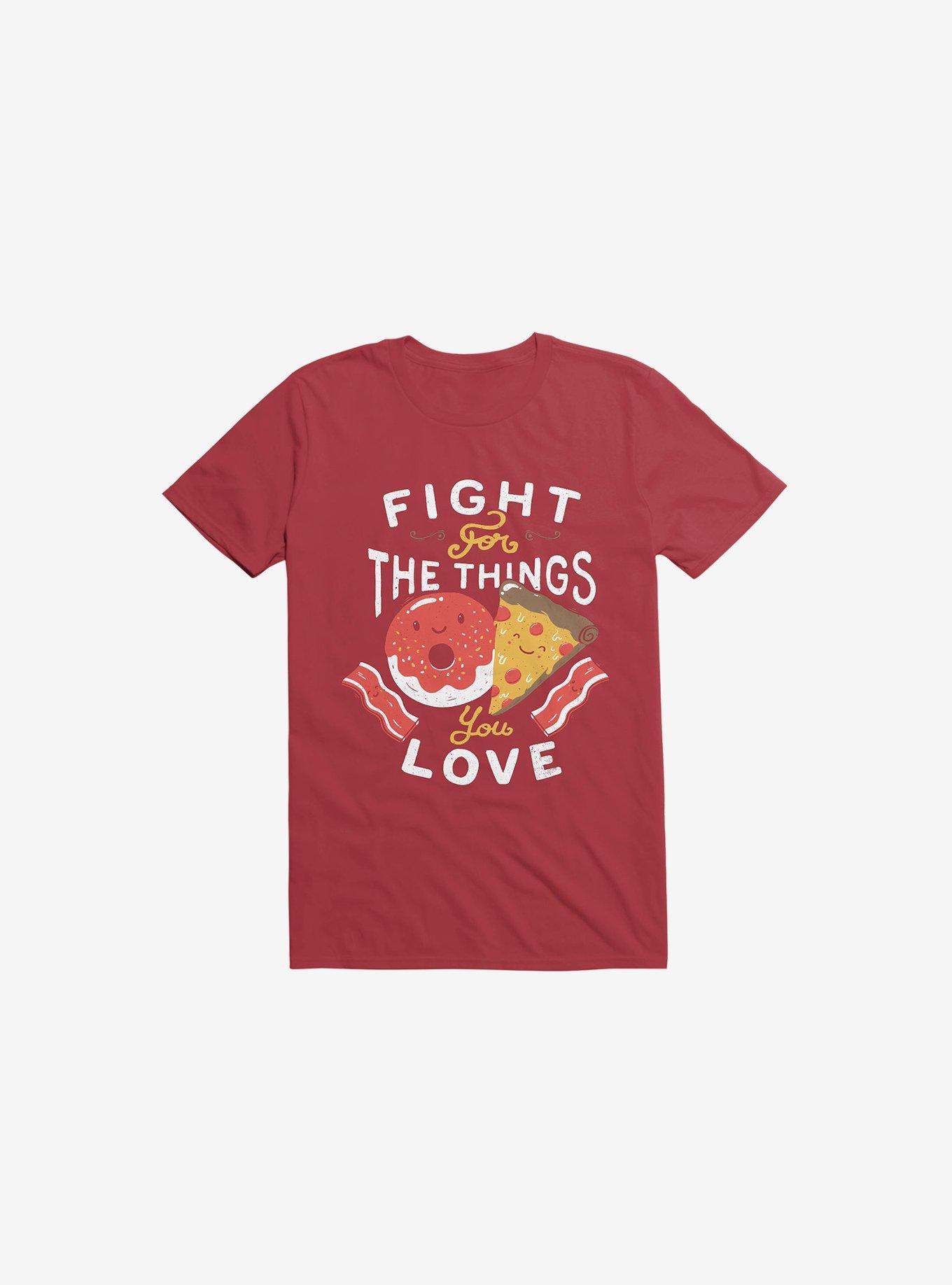 Fight For Pizza And Donuts Red T-Shirt, RED, hi-res