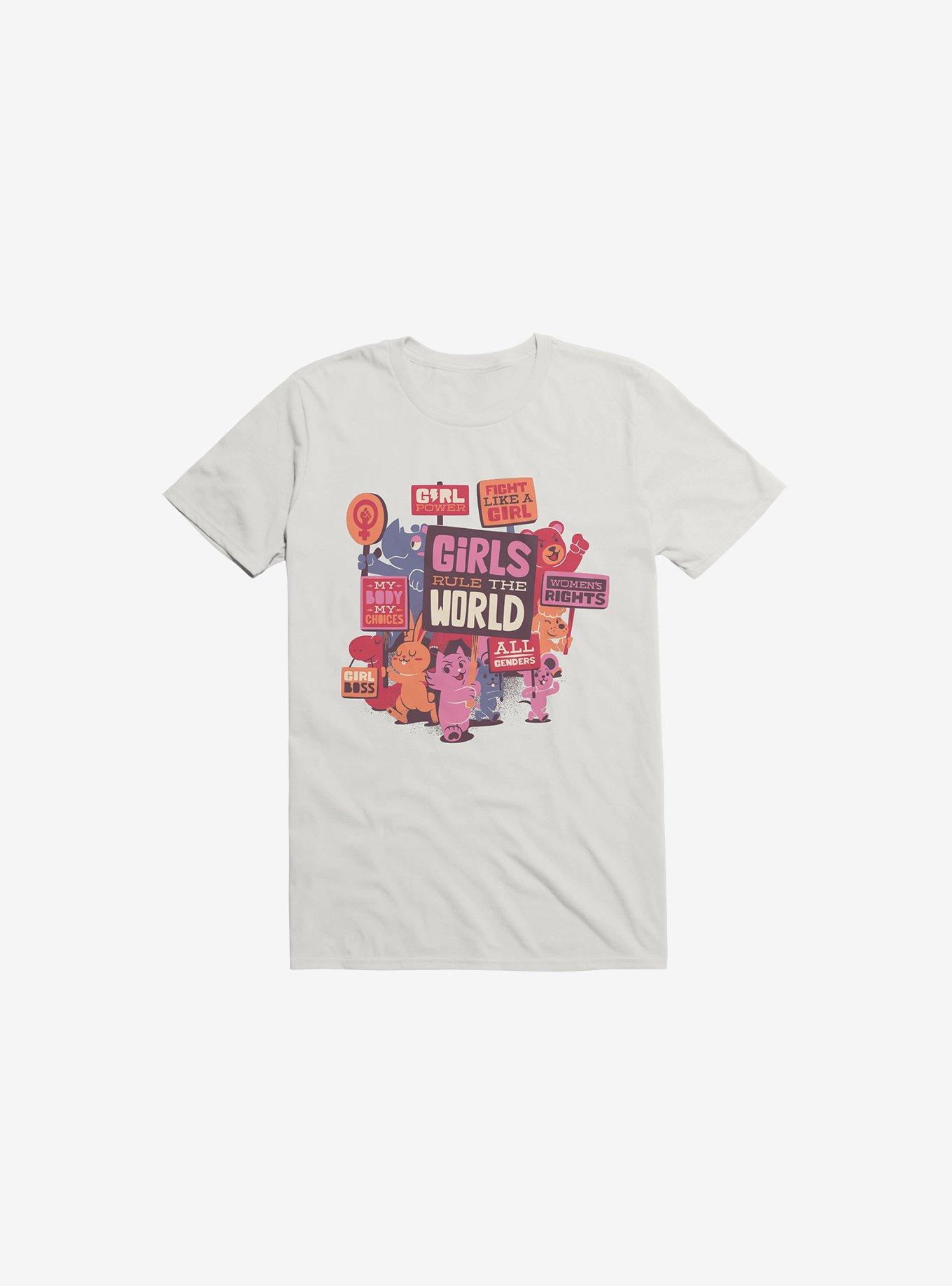 Girls Rule The World White T-Shirt, , hi-res