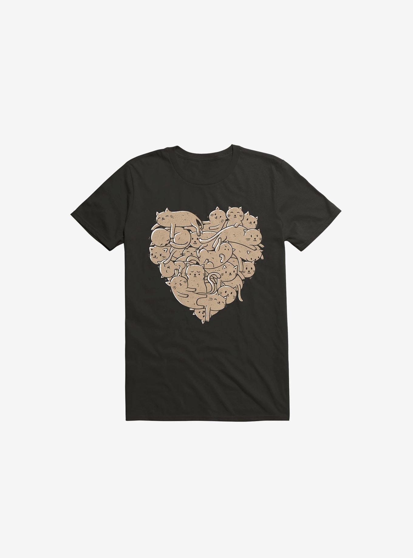 THRDLESS I Love Cats Heart Black T-Shirt